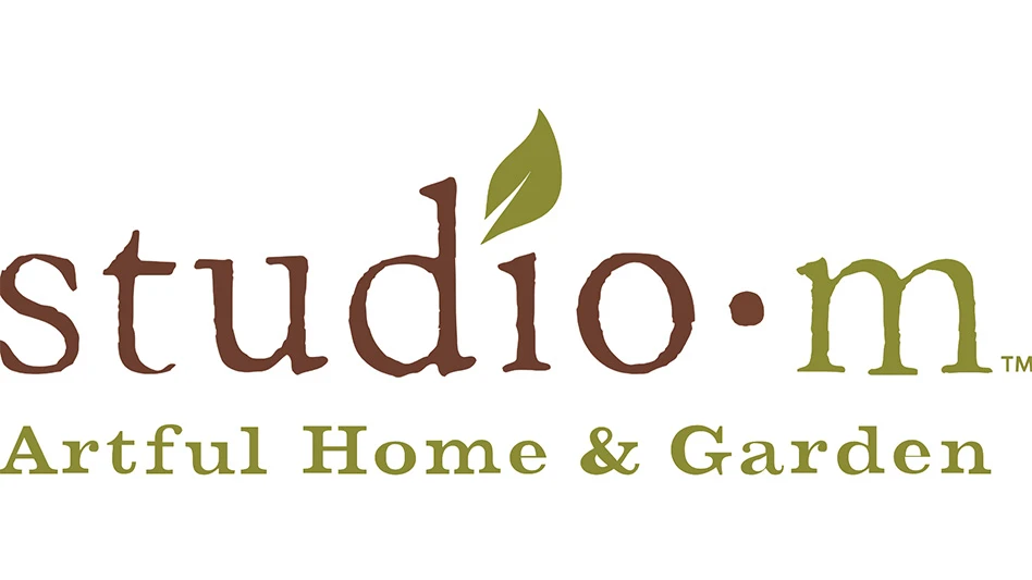 A logo reads studio m Artful Home & Garden in green and brown text.