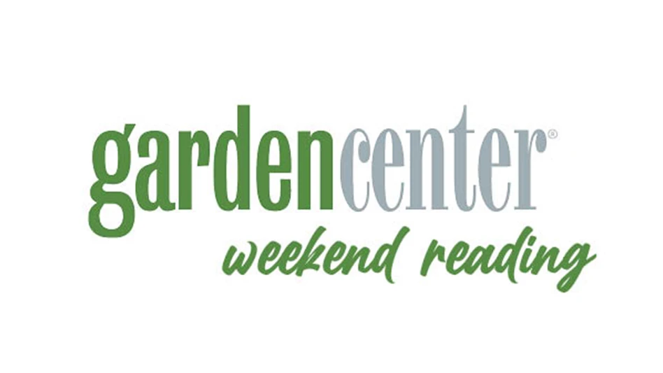 A logo reads garden center weekend reading. center is in gray font, while the rest is in dark green.