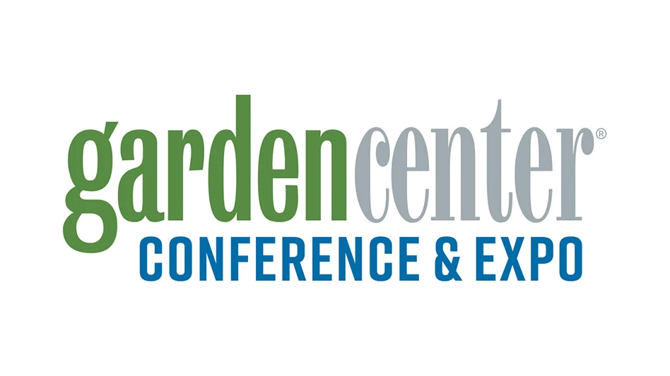 A logo on a white background with green, gray and blue text reading Garden Center Conference & Expo.