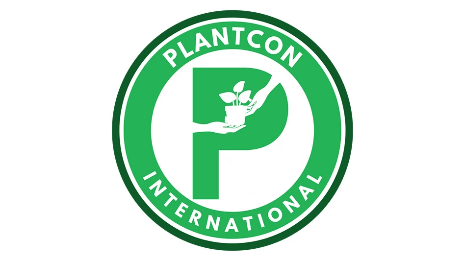 A green circular logo with white text on a white background reads PlantCon International.